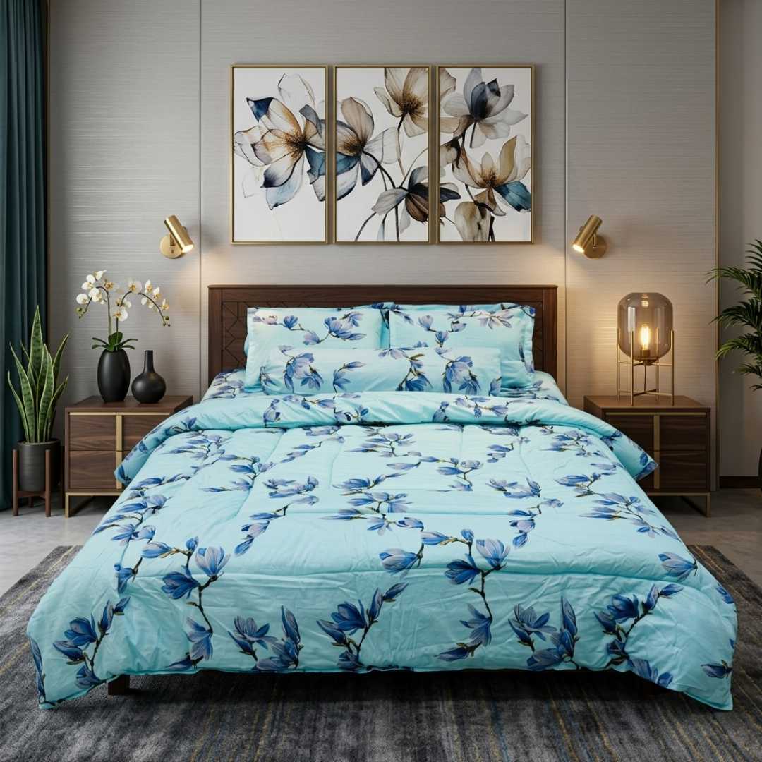 Premium Quality Twill Cotton Comforter 5 Pcs Set 505287 - Home & Garden > Linens & Bedding > Bedding > Quilts & Comforters