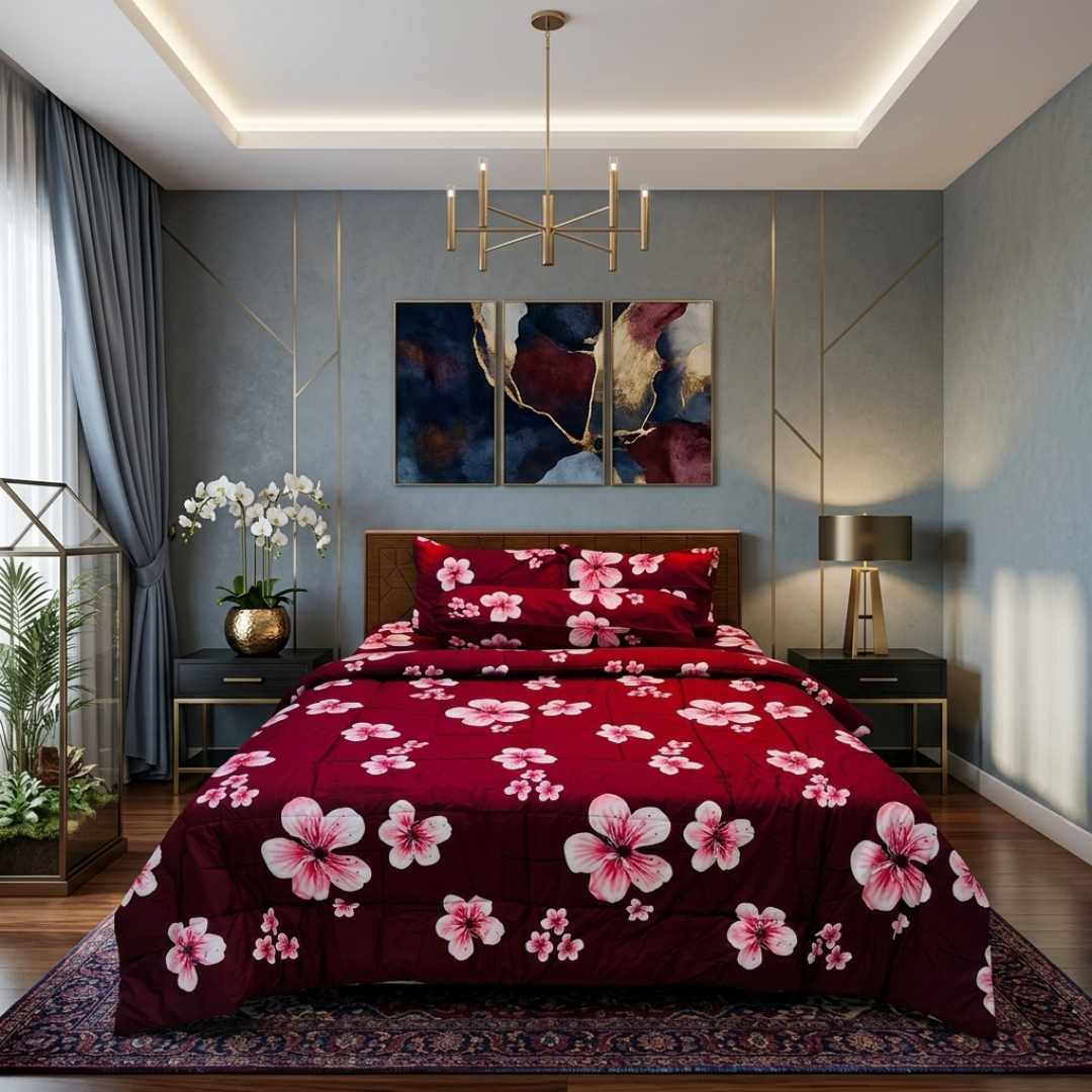 Premium Quality Twill Cotton Comforter 5 Pcs Set 505287 - Home & Garden > Linens & Bedding > Bedding > Quilts & Comforters