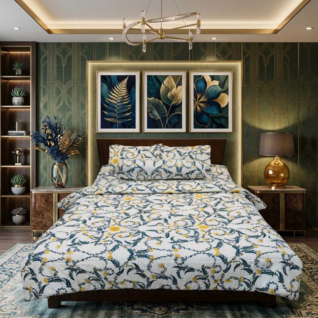 Premium Quality Twill Cotton Comforter 5 Pcs Set 505287 - Home & Garden > Linens & Bedding > Bedding > Quilts & Comforters
