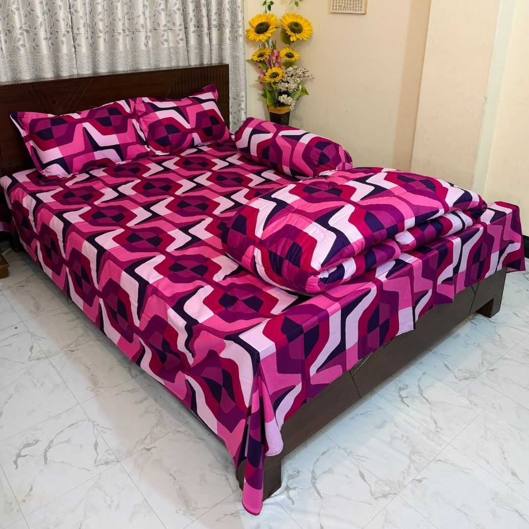 Premium Quality Twill Cotton Comforter 5 Pcs Set 505287 - Home & Garden > Linens & Bedding > Bedding > Quilts & Comforters