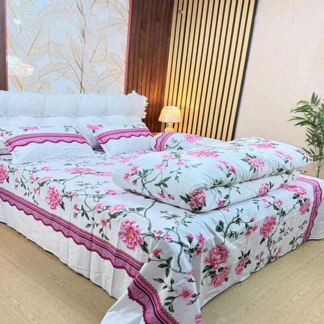 Premium Quality Twill Cotton Comforter 5 Pcs Set 505287 - Home & Garden > Linens & Bedding > Bedding > Quilts & Comforters