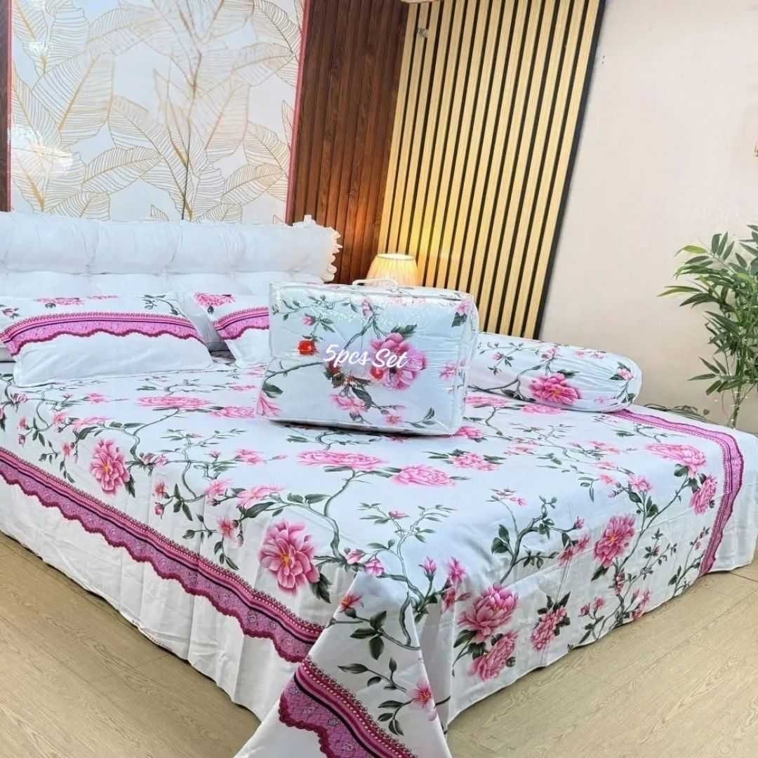 Premium Quality Twill Cotton Comforter 5 Pcs Set 505287 - Home & Garden > Linens & Bedding > Bedding > Quilts & Comforters